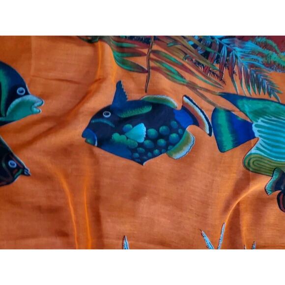 Tropical Beachy Colorful Fish Sarong Wrap Soft Vacation Cruise Scarf 42" X 68" - Picture 4 of 8